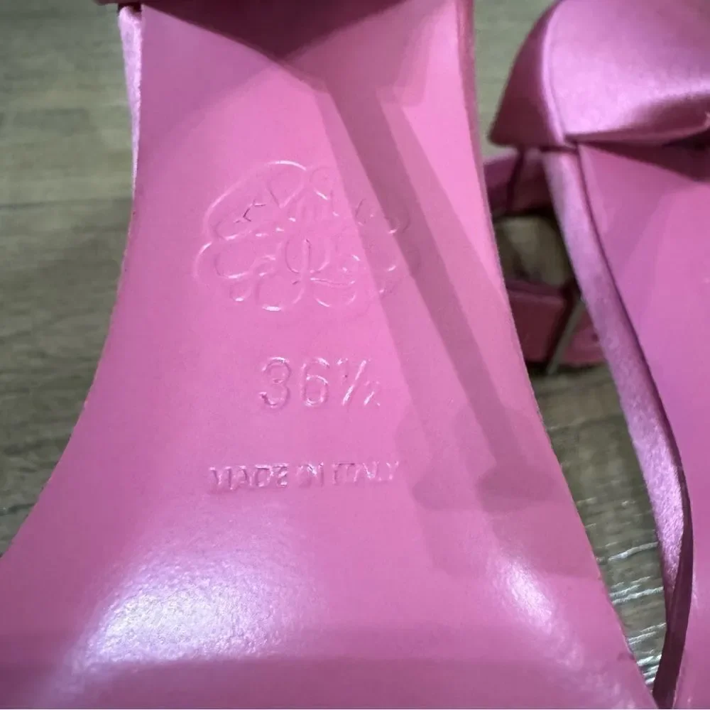 Alexander McQueen Stiletto Sandal Heels Pink Calf Leather Satin US 6.5‎ / 36.5